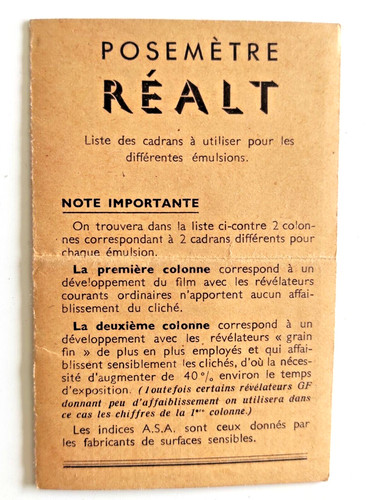 Notice posemetre realt 1952 - notice,