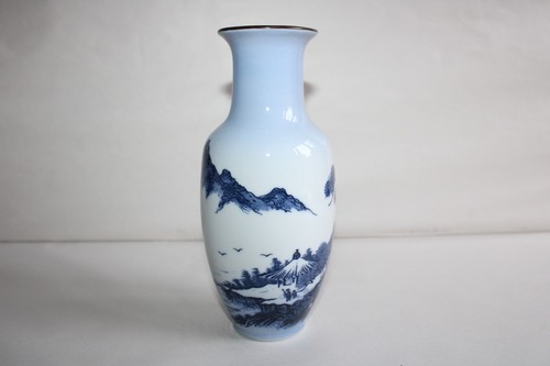 Vase porcelaine blanc bleu - blanc,