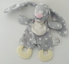 3349🌟Doudou Action Plat Trading Lapin Rabbit Blanc Gris Étoile Anneau Dentition
