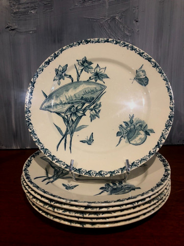 Assiettes plates décor de - 6,