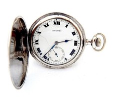 Pocket Watch LONGINES Hunter Grands Prix Cal 18.80 Case Silver 48mm Working 1915