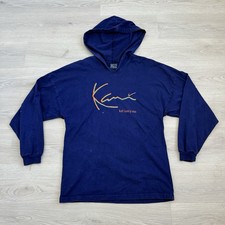 Vintage Karl Kani Hoodie Pullover 90s Hip Hop Blue/Purple Size L Script Tupac
