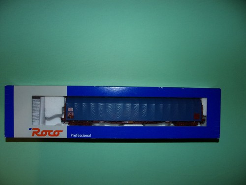 Roco wagon bâché long bleu - long,