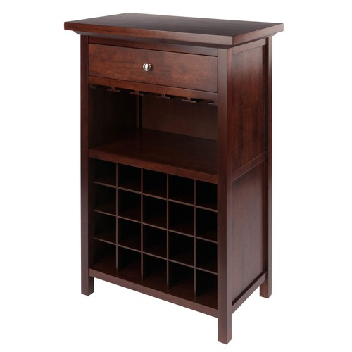 Walnut finish wooden wine rack - wine,