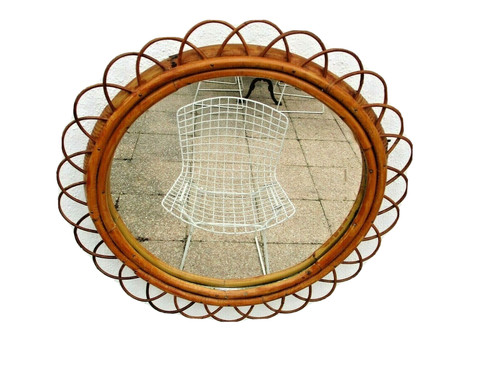 Miroir soleil rotin - , bambou
