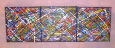 Tableau Triptyque Acrylique SILVANO 120 x 40 cm POLLOCK 2023 Art Abstrait