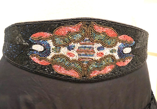 Vtg new black beaded belt - new,
