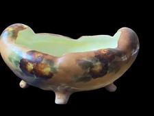 Dated 1901 & Signed Antique Bavaria Hand Painted Brown Pedestal  Serving Bowl