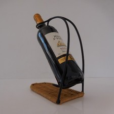 Wrought iron bottle holder rattan braided design 20th 1970 France