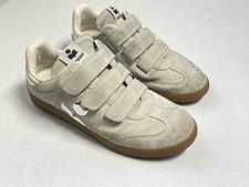 Isabel Marant Beth Shoes Womens Size 38 Chalk Silver Suede Strap Low Top