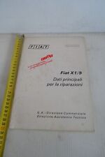 Fiat X1/9 Main Data for Original Repairs 1973