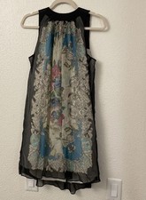 anthropologie moulinette soeurs dress size 4, sleeveless, silk black and floral