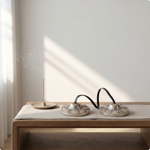Tingshas avec chaîne - tingshas, cuir