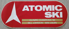 Autocollant vintage ancien de SKI - ATOMIC SKI Champions Olympiques 84 Johnson