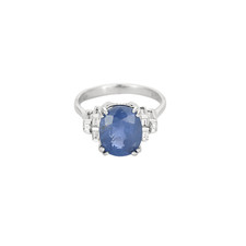 Sapphire Grey Gold and Diamond Ring