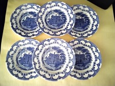 6 Assiettes à dessert en porcelaine anglaise Staffordshire
