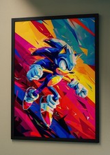 🖼️💙 Affiche Sonic colorée – Poster déco mural gaming – Tableau moderne pop art