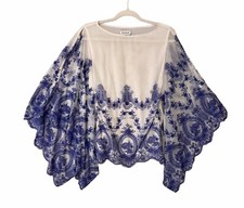Bebe Embroidered Sheer Poncho Top Fairycore Whimsical Boho Layered Women’s Sz S