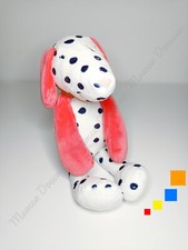 Peluche/Doudou Amy Et Zoé Chien Dalmatien Rose Blanc Pois Bleus 40cm - Noukies