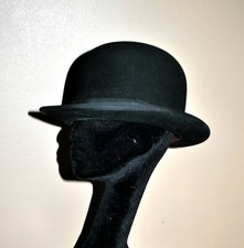 VINTAGE melon hat - black felt hat Hatter ORBECK Lorraine - size 55