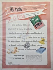 Dreft New Pink Laundry Detergent Soft Safe Wonder-Power Vintage Print Ad 1955