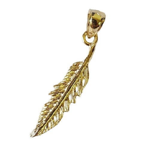 Pendentif plume or - or, jaune