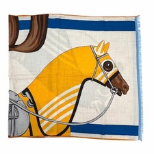HERMES Cheval a la couverture Cashmere Silk Rectangle Scarf 180 x 63cm BNIB Auth