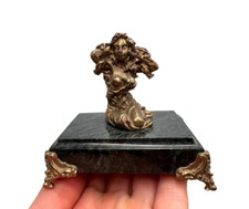 Elegant Bronze Figurine Marble Base Rare Vintage Classical Art Sculpture Decor
