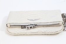 Zadig & Voltaire Rock Nano Cream Embossed Leather Chain Clutch Bag