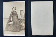 Lady with the Zither Vintage CDV Albumen Print Albumen Print 6.5x10.5C