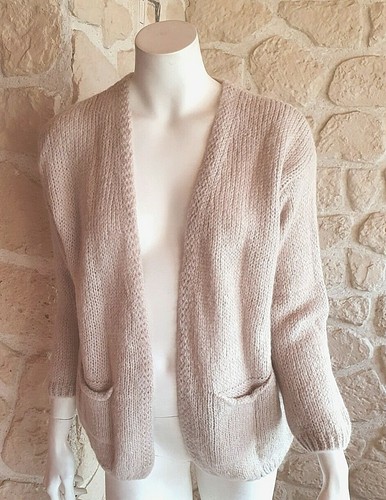 Gilet maille beige sans - , bouton