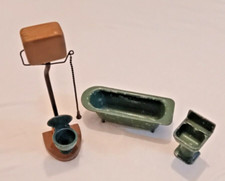  Baignoire Lavabo Toilette metal vert poupées anciennes