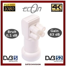 LNB Universel Quad 0,1 dB Gain 63 dB Full HD 3D Ultra HD 4K