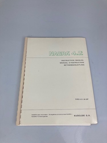 Nagra instruction manual - instruction,