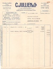 1937 FOURNITURES POUR AUTOMOBILES MATERIEL POUR GARAGE C JULLIEN A DIJON -