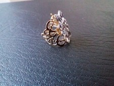 Bague vintage boho ton or avec cristal blanc taille M