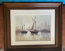 Oil on canvas, marine, Brittany, painting signed Segrelles, beach, sea.