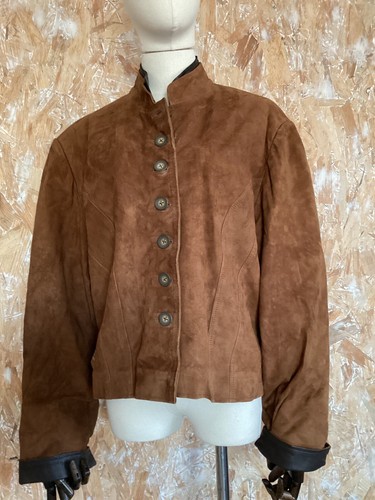 Veste courte daim marron - veste,