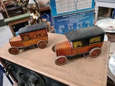 2 cars Tolle Peugeot 201 road service Andreis toy old lithographed