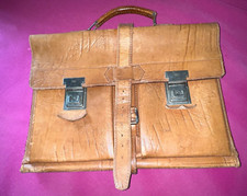 Antique 1950s Era Leather School Satchel