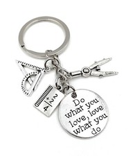 Porte-Clés Compas Outil De Dessin Mathématiques Règle Enseignant Argent Chaîne