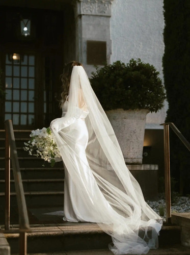Long ivory sheer tulle - ivory, minimal
