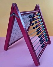 Abacus / clock toy antique wooden learn the time and tables of...
