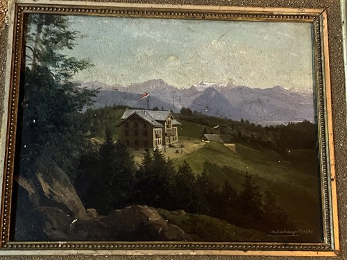 Peinture paysage montagne - peinture, de