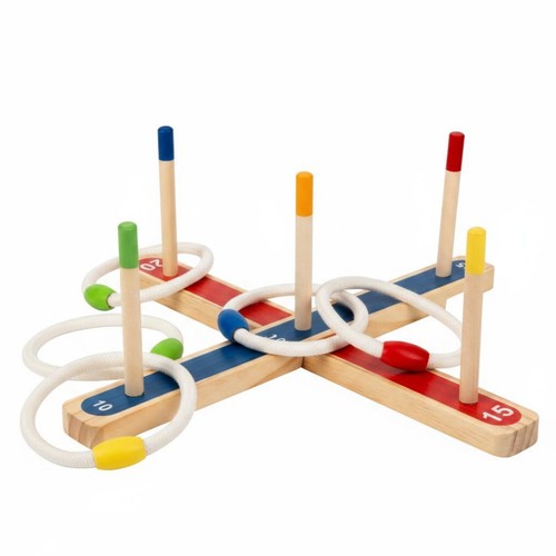 Jeu anneaux bois coloré - jeu, d'anneaux