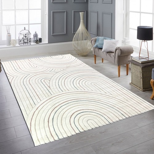 Tapis moderne beige motifs - beige, à