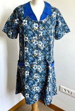 Household blouse T44 blue zipper 70's housework 331!