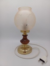 Lampe à Poser Vintage – Verre & Bois – Fonctionnelle – 28 cm – Bon État