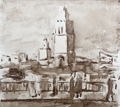 Dessin ancien paysage - dessin, ancien,