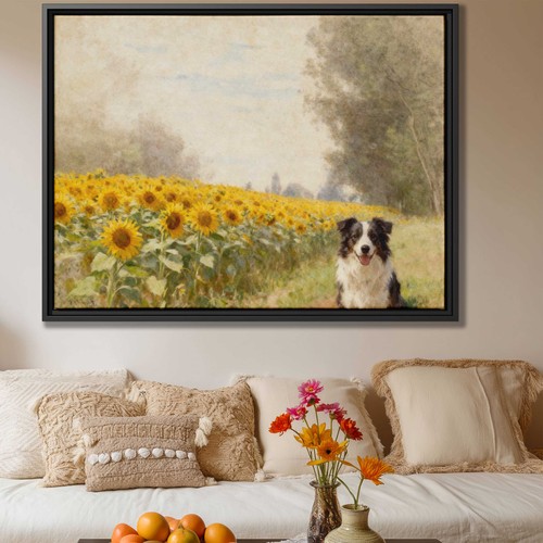 Oil painting dog border collie - dog,
